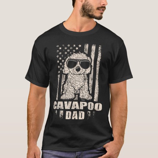 T-shirt Papa Cavapoo Cool Vintage Rétro Fier (Devant)