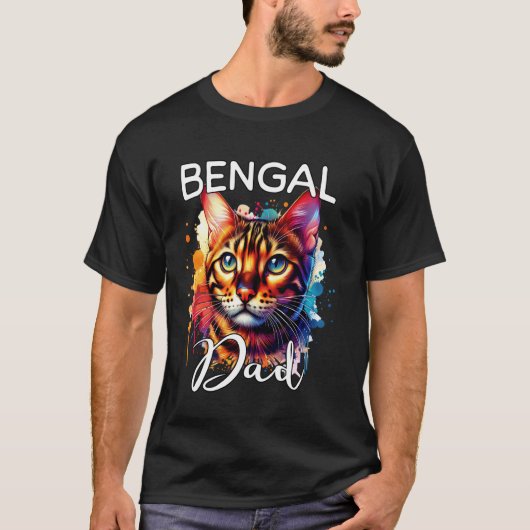 T-shirt Papa chat Bengal Chat Bengal (Devant)