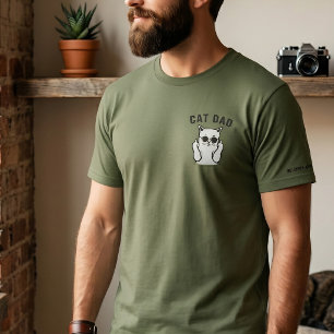 T-shirt Papa Chat Drôle Doigt D'Honneur Chat Avec Lunettes