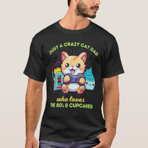 T-shirt Papa Chat Fou Qui Aime Les Gâteaux De Jeux Et Les