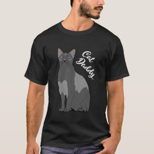 T-shirt Papa Chat Gris Chat avec des Yeux Bleus pour Desi