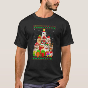 T-shirt Papa Chat Maman Chat Chat Persan Arbre de Noël Moc