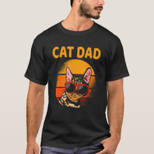 T-shirt Papa Chat Style Rétro Fête des Pères Hommes Chat D