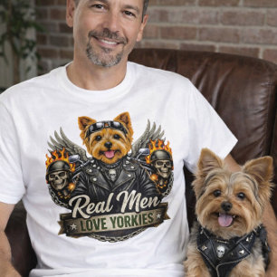 T-shirt Papa Chien Yorkie Motard
