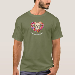 T-shirt papa chihuahua gâteux roses cœur