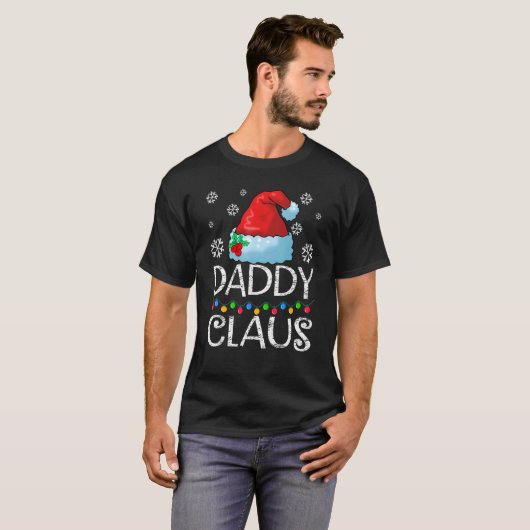 T-shirt Papa Claus Santa Hat Lights Christmas Matching F (Devant entier)