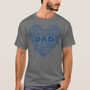 T-shirt Papa Coeur Mot Cloud Bleu