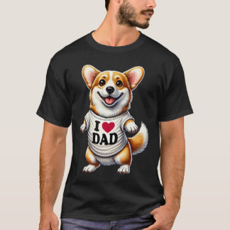 T-shirt Papa Corgi J'aime Papa Amateur de Corgi