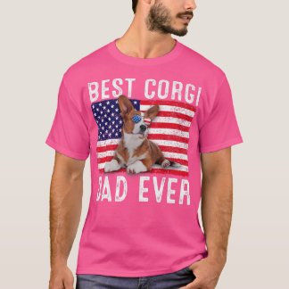 T-shirt Papa Corgi USA Drapeau Américain Propriétaire Amat