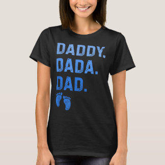 T-shirt Papa Dada Daddy Empreintes de Pieds de Bébé Hommes
