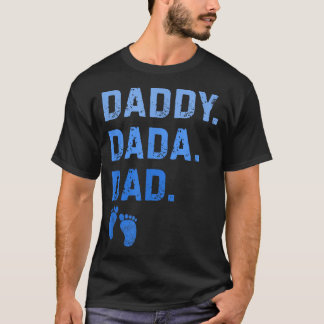 T-shirt Papa Dada Papa Empreintes de Pieds de Bébé Hommes