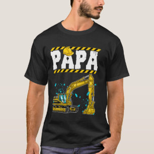 T-shirt Papa Daddy Fathers Construction Excavatrice Drôle 