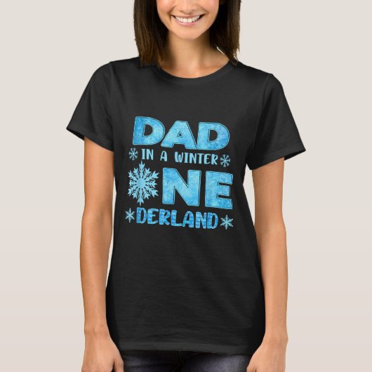 T-shirt Papa dans un hiver Onederland Bday fille douce flo (Devant)