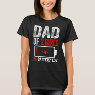 T-shirt Papa De 2 Filles Batterie Petites Filles Fête des