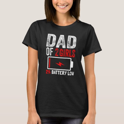 T-shirt Papa De 2 Filles Batterie Petites Filles Fête des (Devant)
