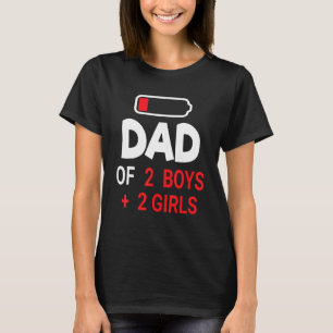 T-shirt Papa De 2 Garçons 2 Filles Fils Fille Fille Puissa