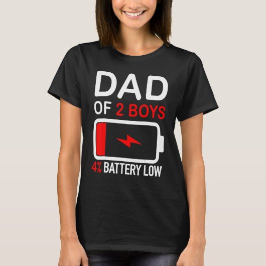 T-shirt Papa De 2 Garçons 4 Batterie Faible Fils Fête des (Devant)