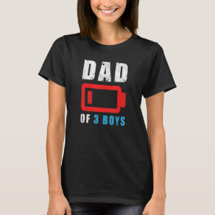 T-shirt Papa De 3 Garçons Batterie Basse Fête des pères Hu