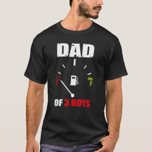 T-shirt Papa De 3 Garçons Vintage Papa Batterie Faible Fêt