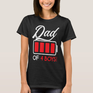 T-shirt Papa de 4 garçons Batterie Fête des pères complète