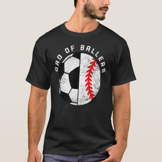 T-shirt Papa De Ballers Soccer Baseball Papa (Devant)