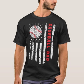 T-shirt Papa de baseball Usa Drapeau Américain Papa Patrio