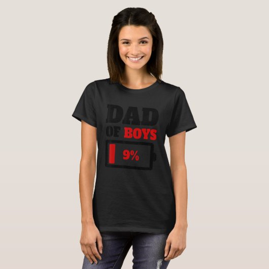 T-shirt Papa de Boys Père Father Low Battery Energy Fa (Devant entier)