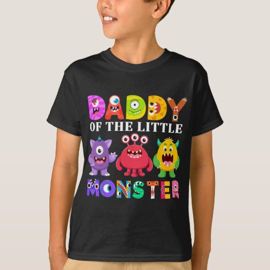 T-shirt Papa De La Famille D'Anniversaire Du Petit Monstre (Devant)