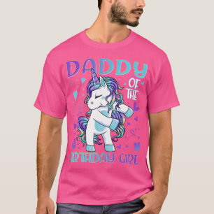 T-shirt Papa de la fille d'anniversaire Flossing Licorne P