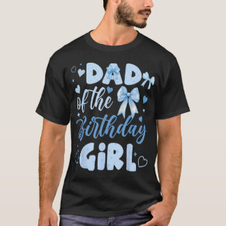 T-shirt Papa de la fille d'anniversaire nœud papillon bleu