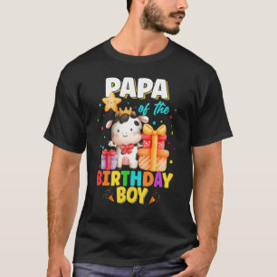 T-shirt Papa De L'Anniversaire Boy Cow Farm Animaux Famill