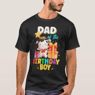 T-shirt Papa De L'Anniversaire Boy Cow Farm Animaux Famill