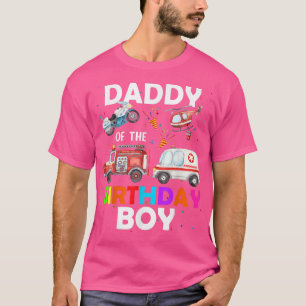 T-shirt Papa De L'Anniversaire Boy Fire Truck Ambulance Po