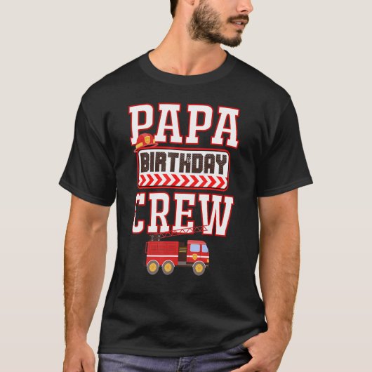 T-shirt Papa de l'Anniversaire Boy Fire Truck Feu Hostin (Devant)