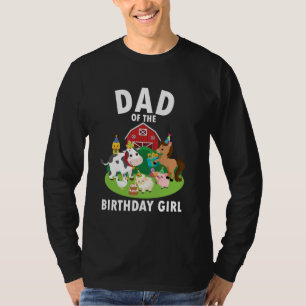 T-shirt Papa De L'Anniversaire Fille Animaux Ferme Thème P