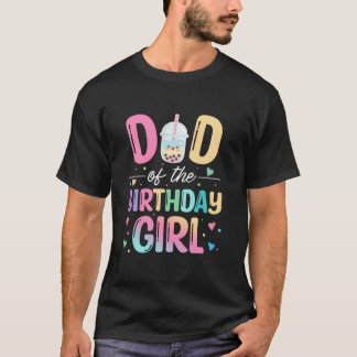 T-shirt Papa De L'Anniversaire Fille Bubble Boba Tea Party