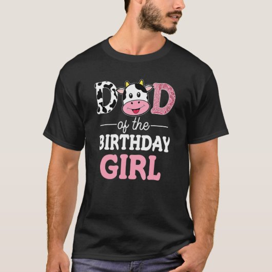 T-shirt Papa De L'Anniversaire Fille Ferme Vache Papa Papa (Devant)