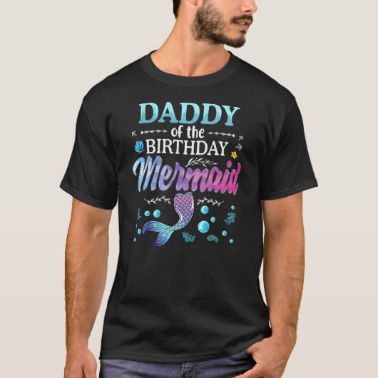 T-shirt Papa De L'Anniversaire Fille Fille Fête De Sirène (Devant)