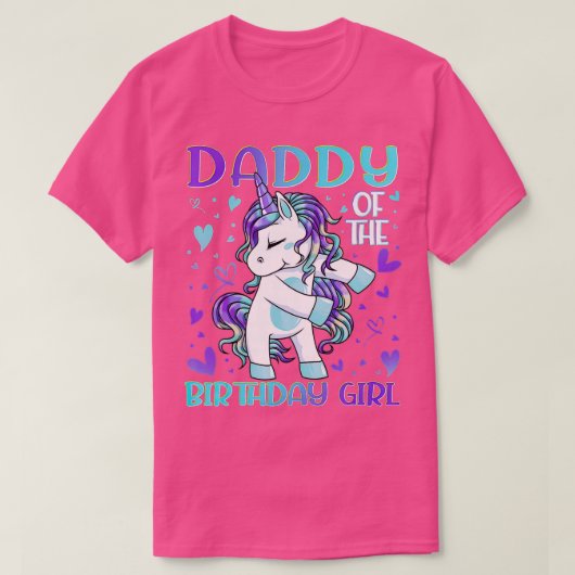 T-shirt Papa de l'anniversaire fille Flossing Unicorn Papa (Design devant)