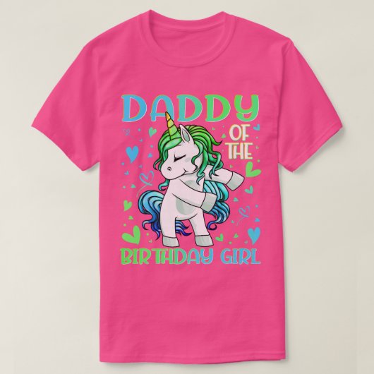 T-shirt Papa de l'anniversaire fille Flossing Unicorn Papa (Design devant)
