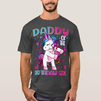 T-shirt Papa de l'anniversaire fille Flossing Unicorn Papa