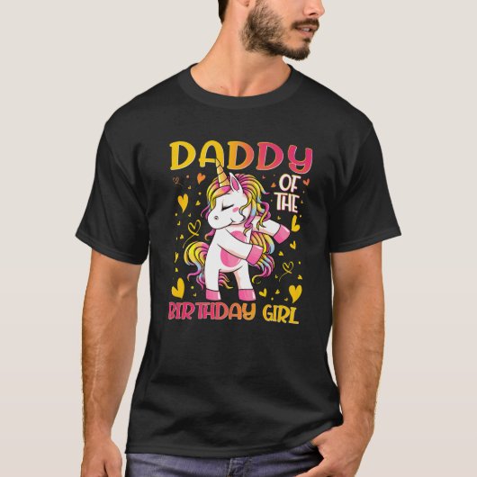 T-shirt Papa De L'Anniversaire Fille Flossing Unicorn Papa (Devant)