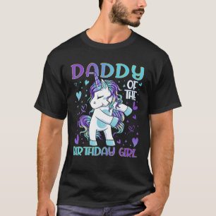 T-shirt Papa De L'Anniversaire Fille Flossing Unicorn Papa