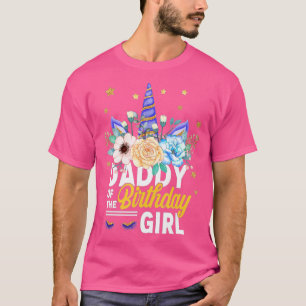 T-shirt Papa De L'Anniversaire Fille Père Dons Unicorn Bi