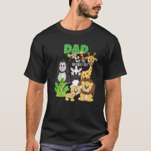 T-shirt Papa De L'Anniversaire Garçon Jungle Safari Zoo Th