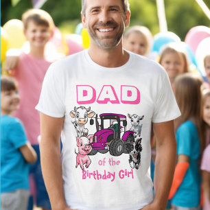 T-shirt papa de l'anniversaire Girl Farm Animals