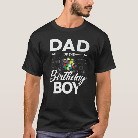 T-shirt Papa De L'Anniversaire Vitesse Cubing Boy Math (Devant)