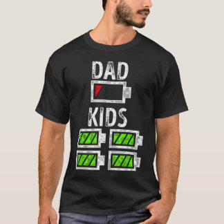 T-shirt Papa de quatre batteries faibles Drôle père de 4