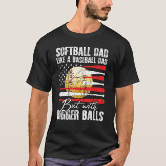T-shirt Papa de softball comme un papa de baseball Drapeau