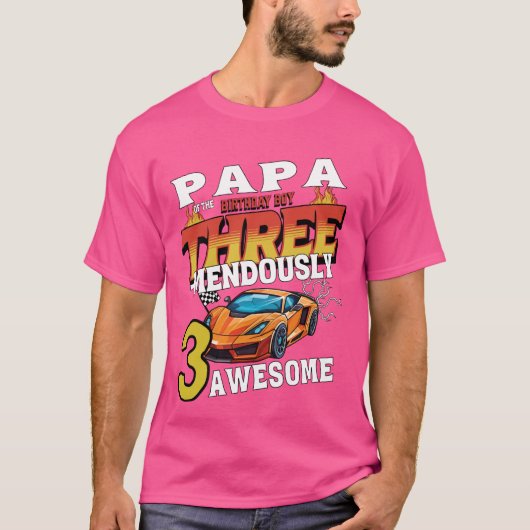 T-shirt Papa De Trois Ans Boy Racing Ca (Devant)
